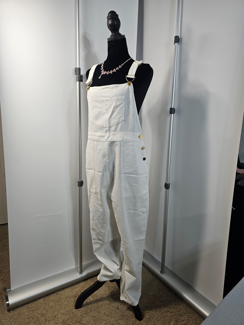 #146 Stoney Clover Lane x Target White Linen-Look Overalls – Size Medium